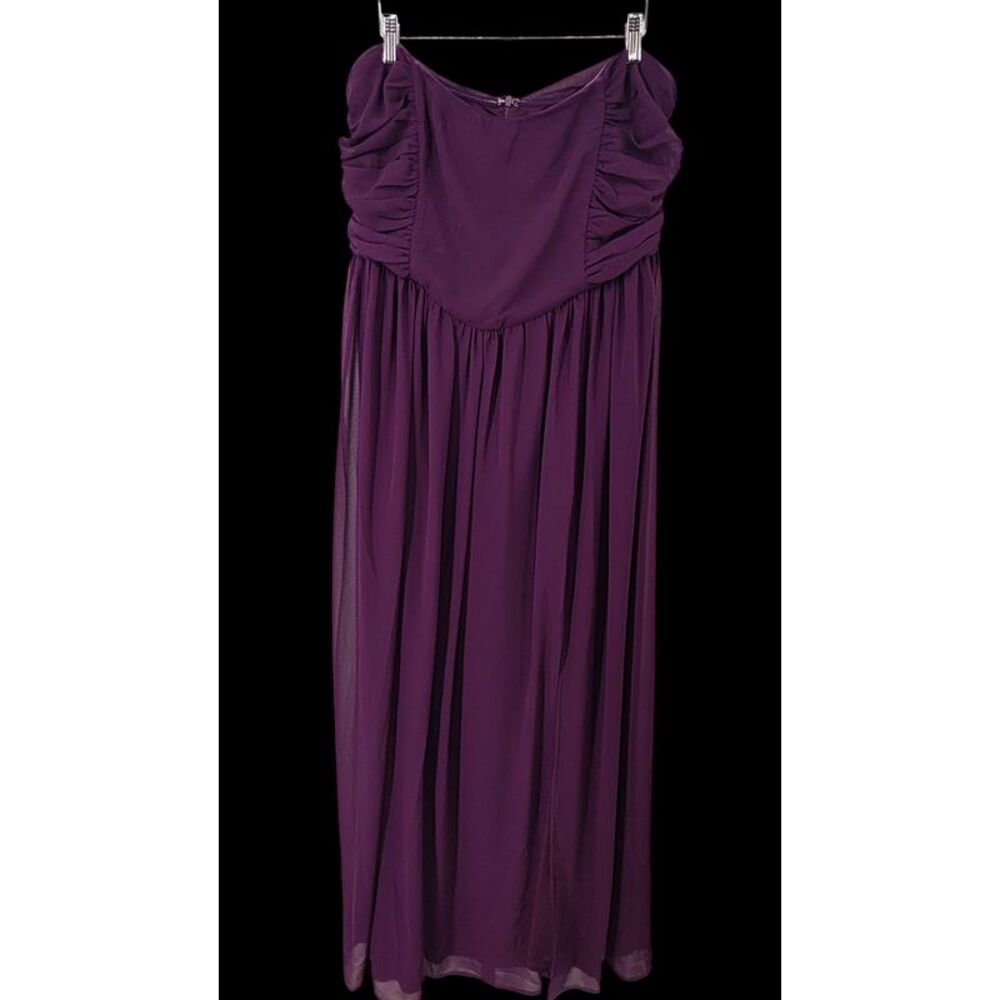 Lulus Women Luxe Favorite Dark Purple Strapless Ruched Maxi Dress 1x